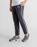 Women charcoal thin stripe trouser