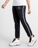 Women Black Thin Strip Tracksuit