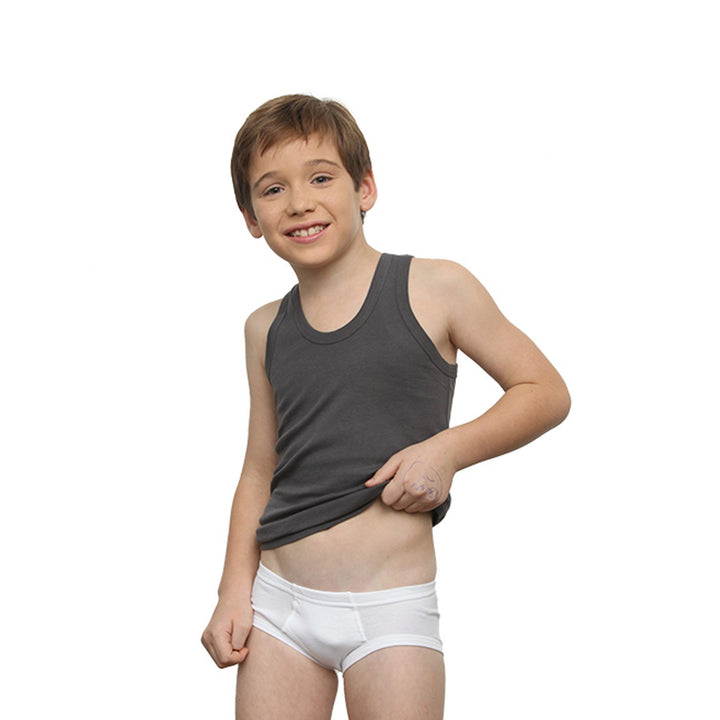 Kids white brief interlock 999