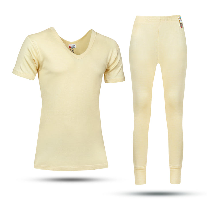 Women yellowish warmer set short sleeve 505