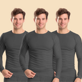 Pack of 3 Men's Luxury Charcoal Interlock Full Sleeve Top Warmer