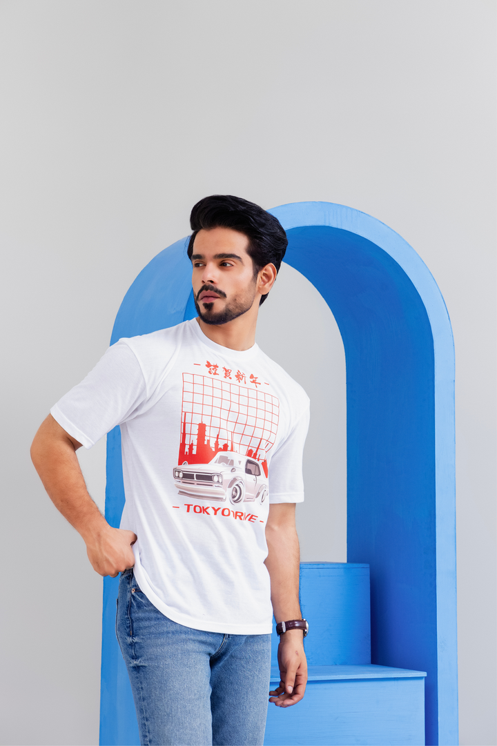 Tokyo Drive White T-Shirt