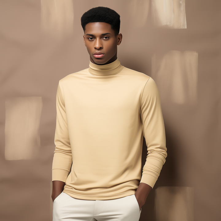 Men's beige turtleneck C77