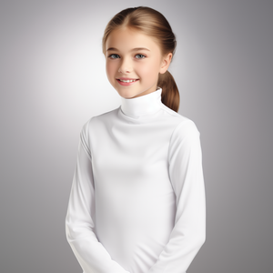 Girls high neck top white (C91 interlock)
