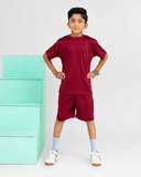 Crimson Maroon Kid's Short Set