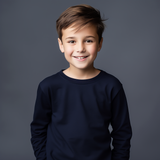 Boys round neck top navy(C91 interlock)