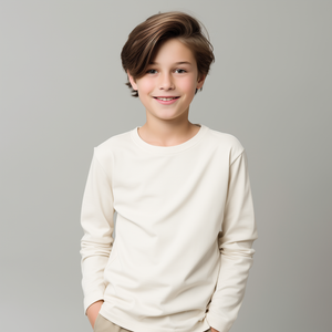 Boys round neck top off-white (C91 interlock)