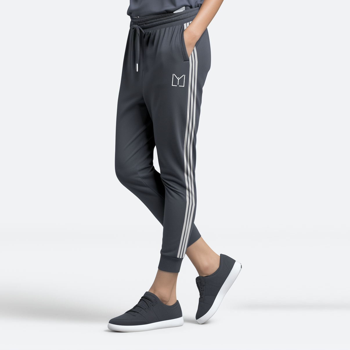 Women charcoal triple stripe jogger trouser (slim fit) – Lily