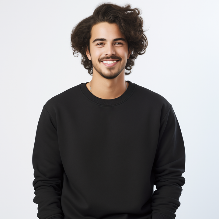 Men's black round neck C77