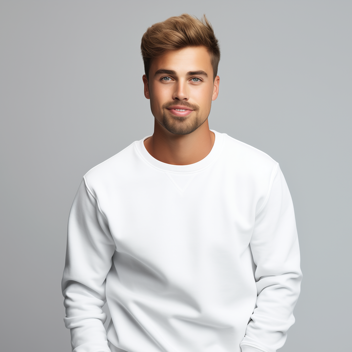 Men's white round neck C77