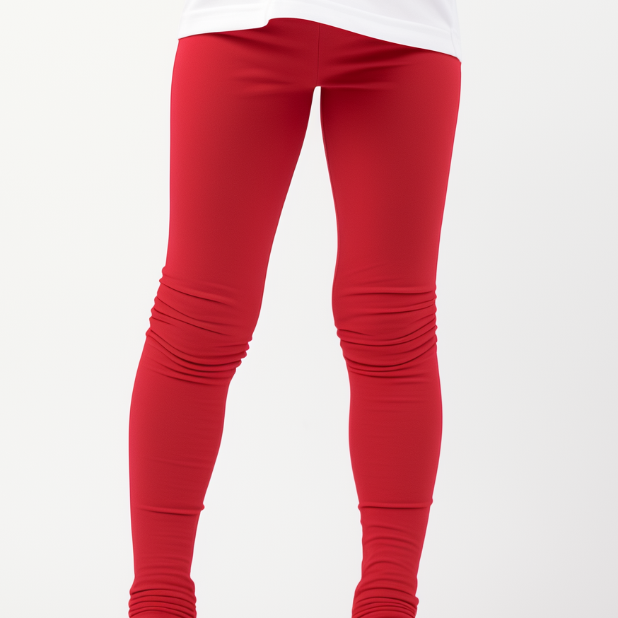 Girls ribbed leggings red (T-100)
