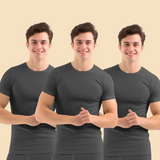 Pack of 3 Men's Luxury Short Sleeve Charcoal Interlock Top Warmer