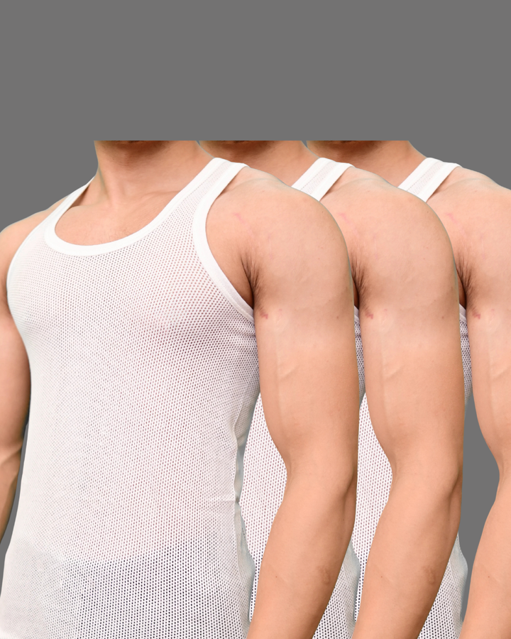 Pack of 3 Men's net vest sleeveless