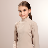 Girls high neck top beige (C91 interlock)