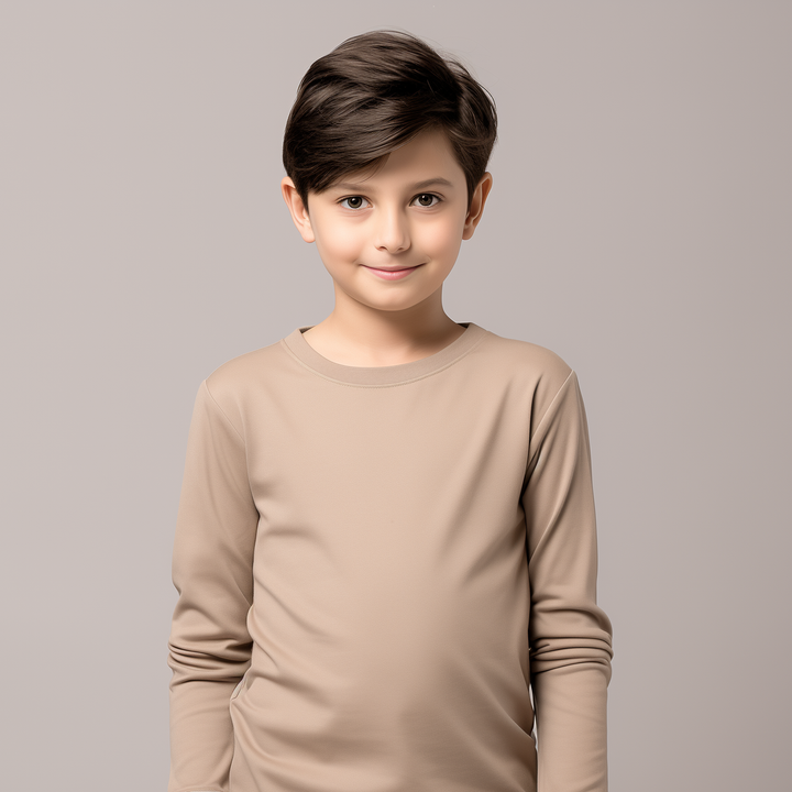 Boys round neck top beige(C91 interlock)