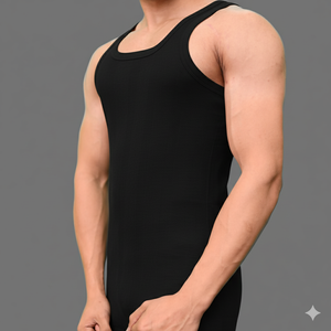 Men's ribbed black vest 101 sleeve less