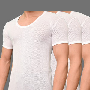 Pack of 3 Men's net vest short sleeves