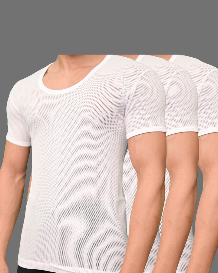 Pack of 3 Men's net vest short sleeves