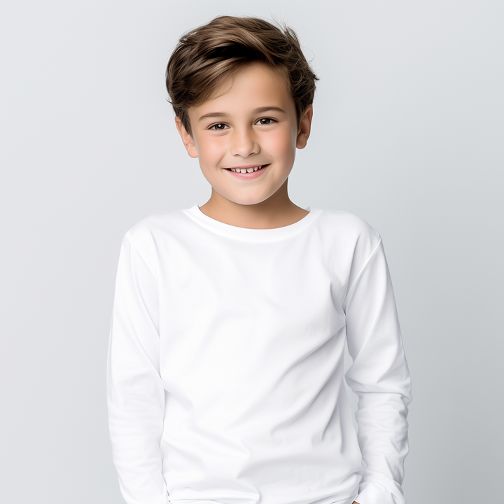 Boys round neck top white (C91 interlock)