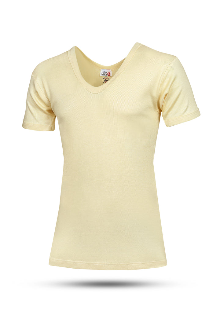 Women yellowish warmer top short sleeve 505