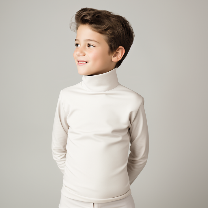 Boys high neck top off-white (C91 interlock)