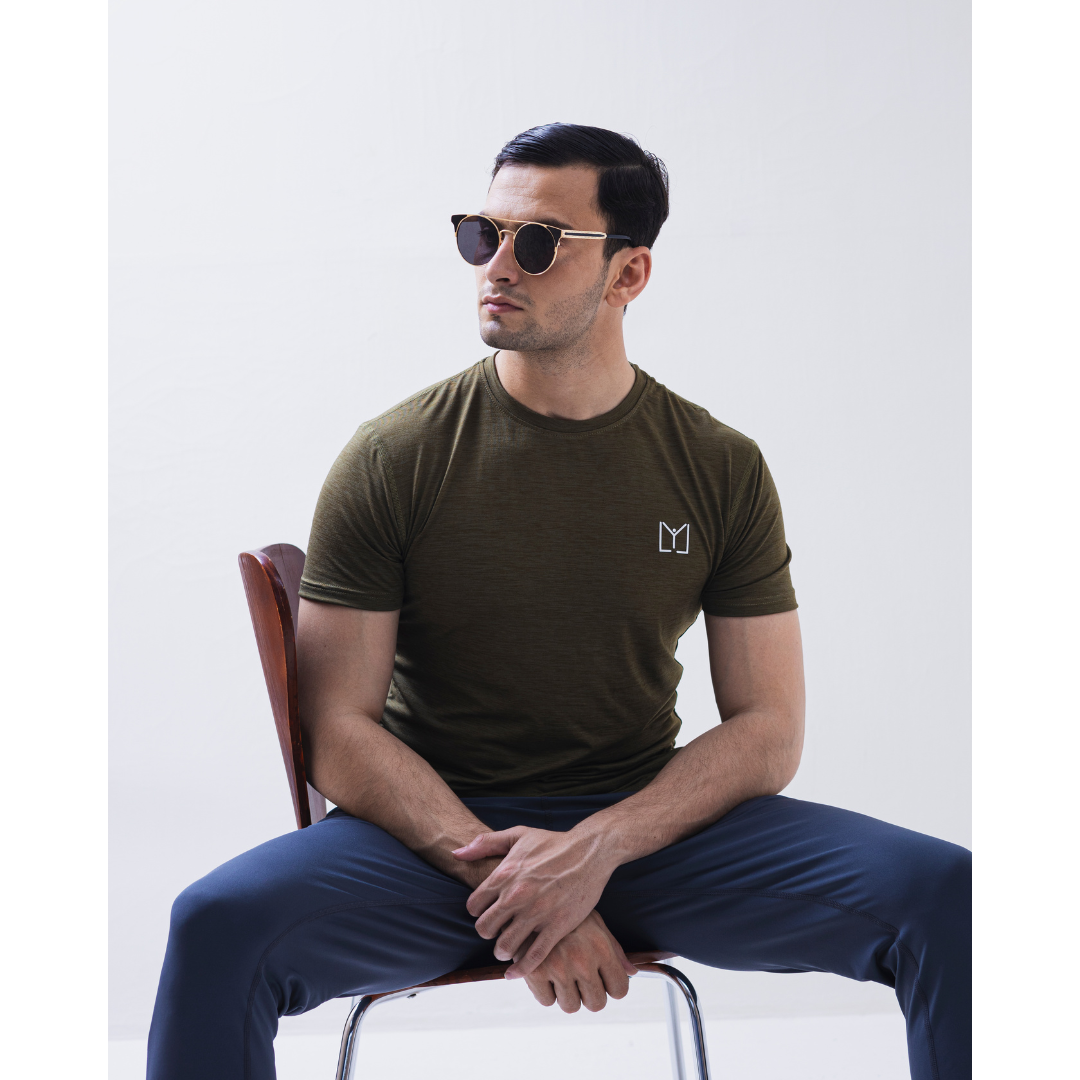 Olive Green Slub Dri-Fit T-Shirt
