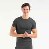 Men's luxury Charcoal Interlock Short Sleeve Top Warmer