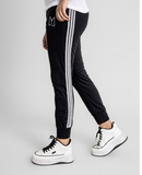 Women black triple stripe jogger trouser (slim fit)