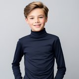 Boys high neck top navy (C91 interlock)