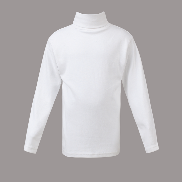 Girls high neck top white (C91 interlock)
